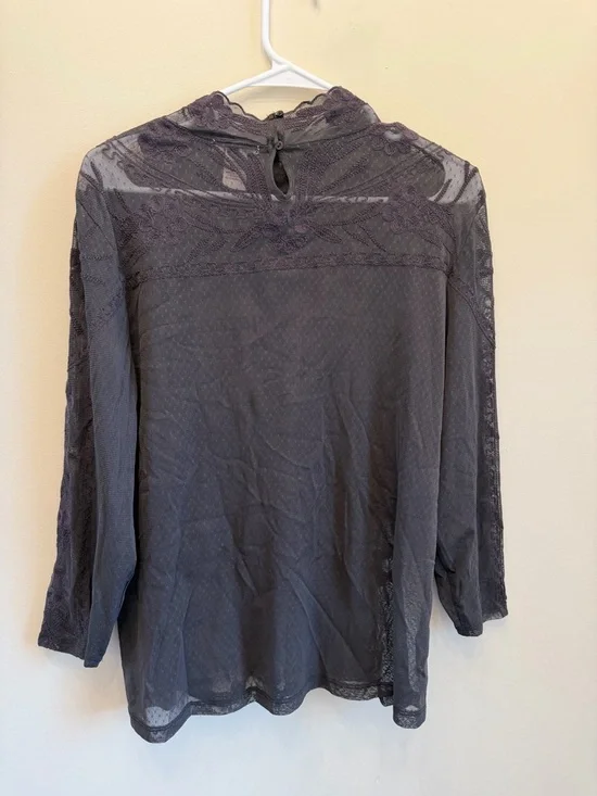 Sundance | Sheer Floral Top Womens mesh stretch boho Like New LARGE blouse - Picture 4 of 10